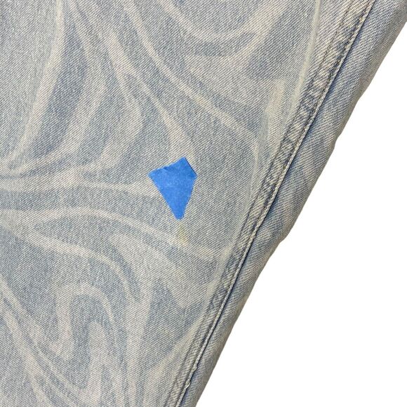 H&M Jeans Juniors 18 Wide Leg Swirl Pattern Light Wash Adjustable Waist Flaw - Picture 13 of 16